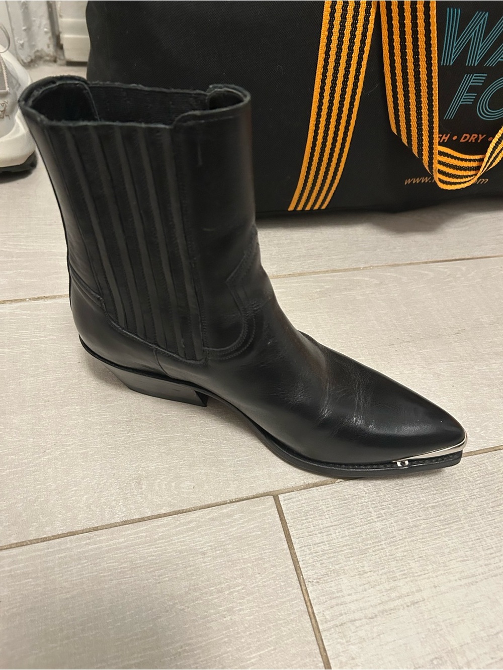 Celine Black Leather Western Ankle Boot - Women